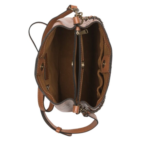PATRICIA NASH Leather Ledra Bucket Crossbody With Chain And Leather Strap